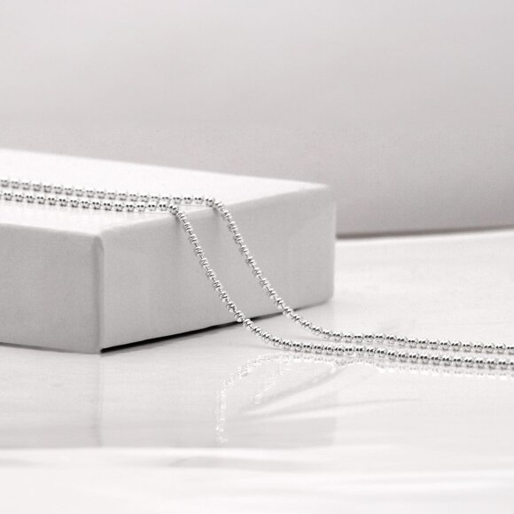 NEW 925 Silver Bead Chain, Delicate Stackable Layered Ball Necklace Gift For Her - Picture 3 of 7